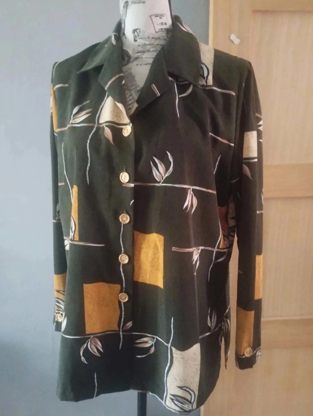 Chemise femme kaki à motifs, Kating,T44
